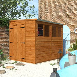 Redlands 6' x 8' Double Door Shiplap Modular Pent Shed