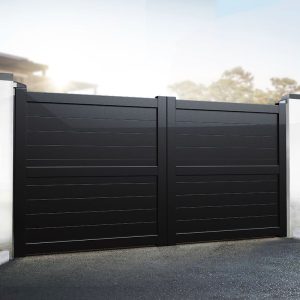 Exeter Premium Metal Driveway Double Gates - Black