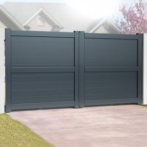 Exeter Premium Metal Driveway Double Gates - Grey