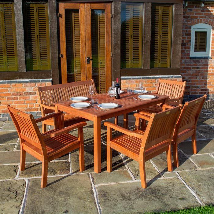 Rowlinson Willington 6 Seater Wooden Rectangular Table Dining Set