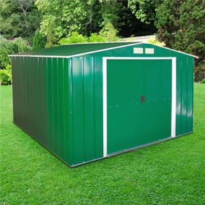 10' x 10' Sapphire Apex Green Metal Shed (3.22m x 3.02m)