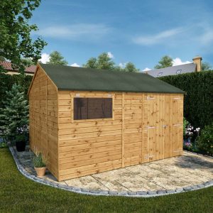 Adley 12' x 10' Premium Double Door Shiplap Modular Reverse Apex Workshop