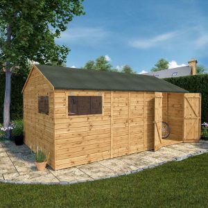 Adley 16' x 10' Premium Double Door Shiplap Modular Reverse Apex Workshop