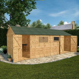 Adley 20' x 10' Premium Double Door Shiplap Modular Reverse Apex Workshop