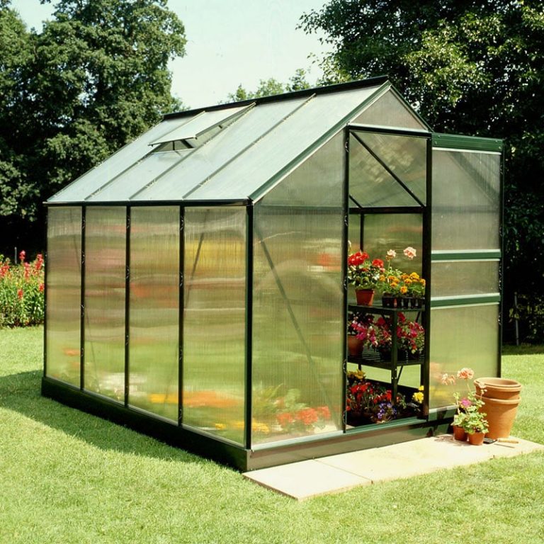 6'x8' Halls Green Frame Polycarbonate Greenhouse (1.92x2.56m)