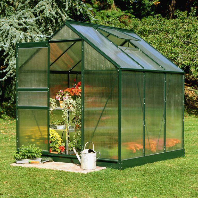 6'x6' Halls Green Frame Polycarbonate Greenhouse (1.92x1.94m)