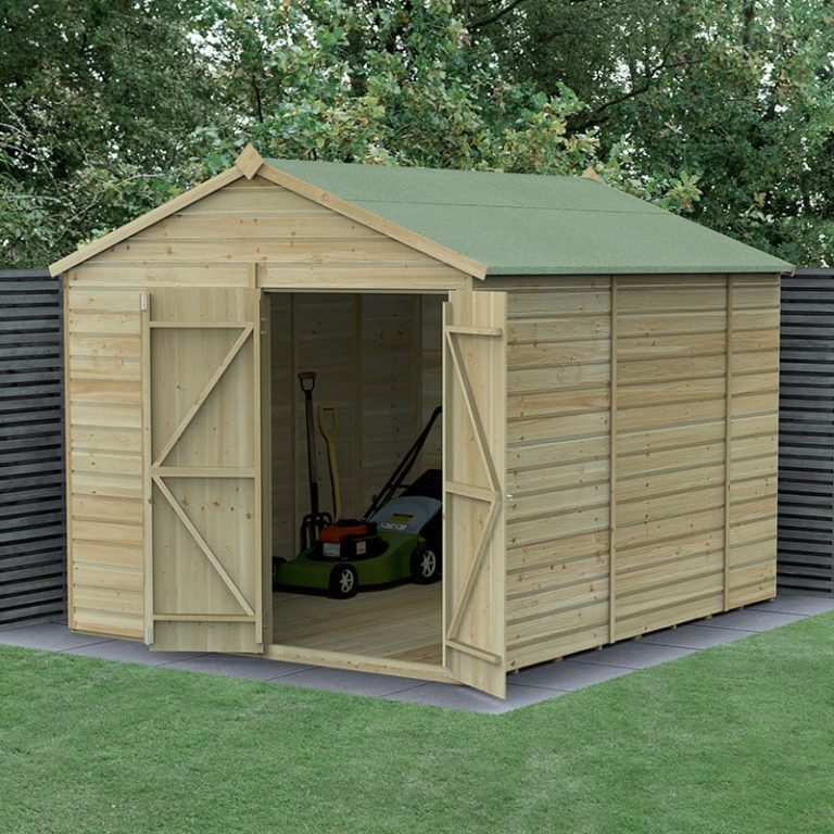 10' x 8' Forest Beckwood 25yr Guarantee Shiplap Pressure Treated Windowless Double Door Apex Wooden Shed (3.01m x 2.61m)