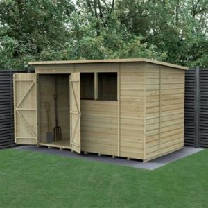 10' x 6' Forest Beckwood 25yr Guarantee Shiplap Pressure Treated Double Door Pent Wooden Shed (3.11m x 2.05m)