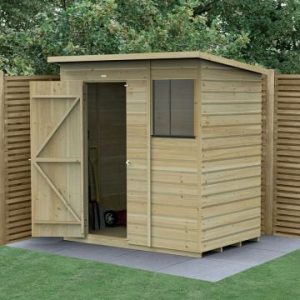 6' x 4' Forest Beckwood 25yr Guarantee Shiplap Pressure Treated Pent Wooden Shed (1.98m x 1.4m)