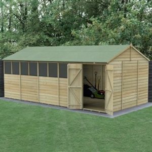 20' x 10' Forest Beckwood 25yr Guarantee Shiplap Pressure Treated Double Door Reverse Apex Wooden Shed (5.96m x 3.21m)