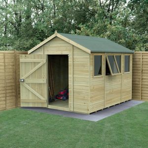 10' x 8' Forest Timberdale 25yr Guarantee Tongue & Groove Pressure Treated Apex Shed â 4 Windows (3.06m x 2.52m)