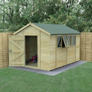 12' x 8' Forest Timberdale 25yr Guarantee Tongue & Groove Pressure Treated Apex Shed â 4 Windows (3.65m x 2.52m)