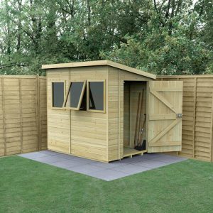 7' x 5' Forest Timberdale 25yr Guarantee Tongue & Groove Pressure Treated Pent Shed â 3 Windows (2.24m x 1.70m)