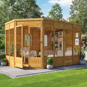 Renna Tongue and Groove Corner Summerhouse - Wooden / Doors on Left