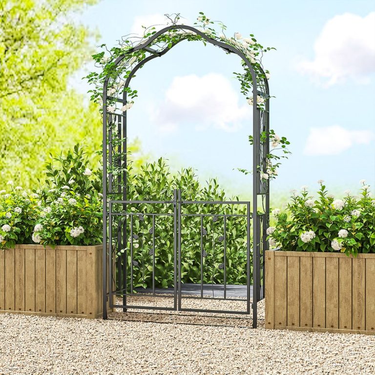 Metal Garden Arches Gate - Black