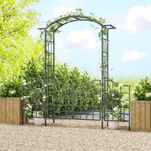 Black Metal Garden Arches with Gate - Black