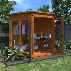 8'x8' Tiger Loglap Vista Corner Summerhouse - Corner Summerhouses - Whichshed.co.uk