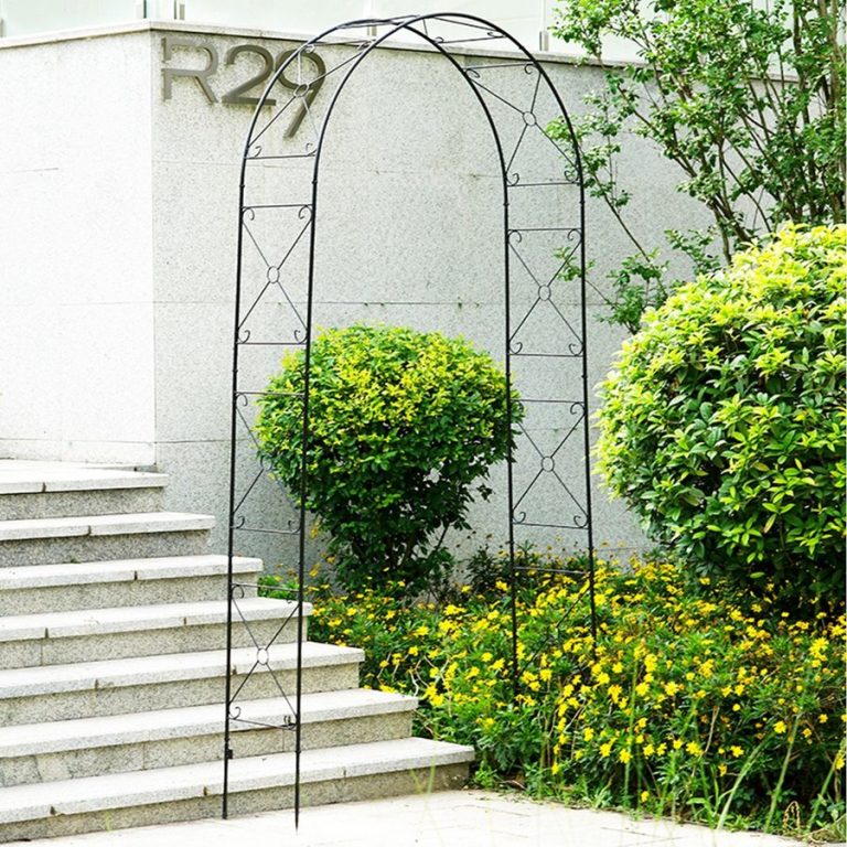 Metal Decorative Cross Garden Rose Arch Archway Path - Black