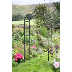 Black Baroque Metal Steel Garden Flower Rose Arch - Black