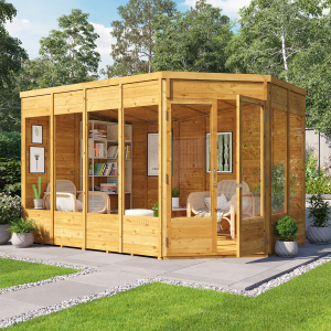 Renna Tongue and Groove Corner Summerhouse - Wooden / Doors on Right