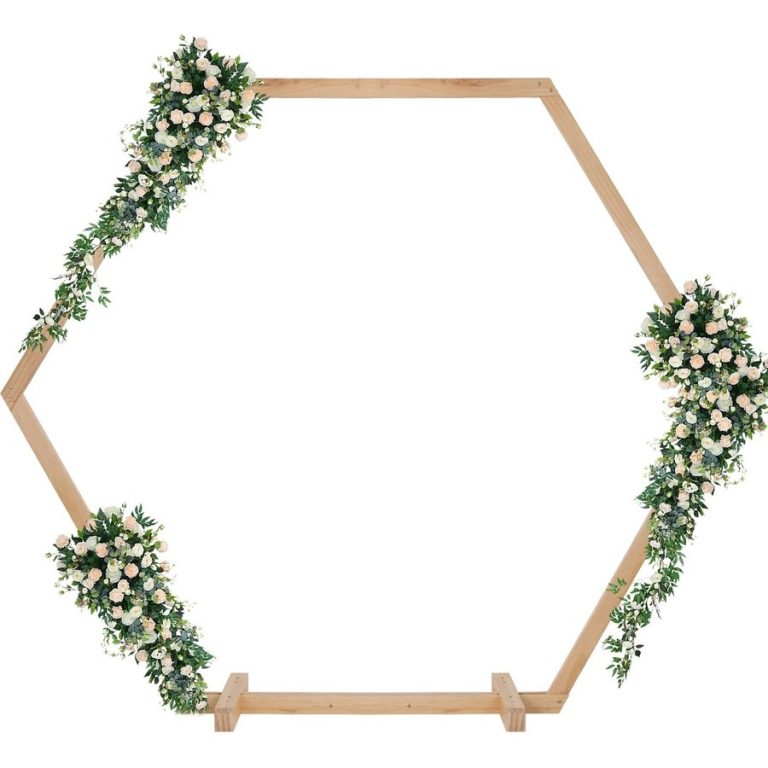 6FT Hexagon Wooden Wedding Arch - Natural / 198cm