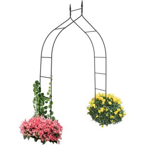 Costway Metal Pergola Garden Arbor-Black - Black