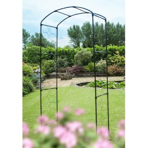 Heligan Black Powder Coated Steel Garden Flower Arch 2.46 x1.22m - Black