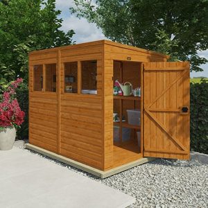 12'x4' Tigerflex Pent Shed With Windows - Fast Delivery Outdoor Wooden Shed - 0% Interest Free Monthly Finance Available - Buy Now Pay Later - Tiger