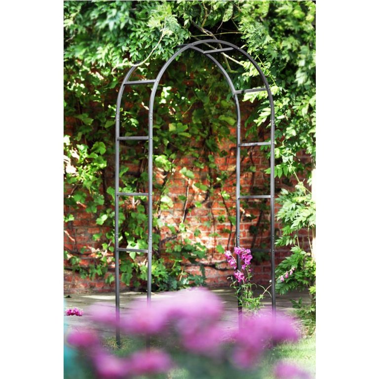 Powder Coated Classic Metal Steel Garden Flower Arch - Black