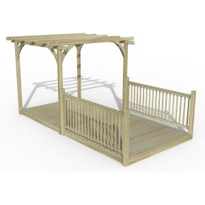 Ultmia Pergola and Decking kit with Balustrades - 4.8m / 2 Side Balustrades