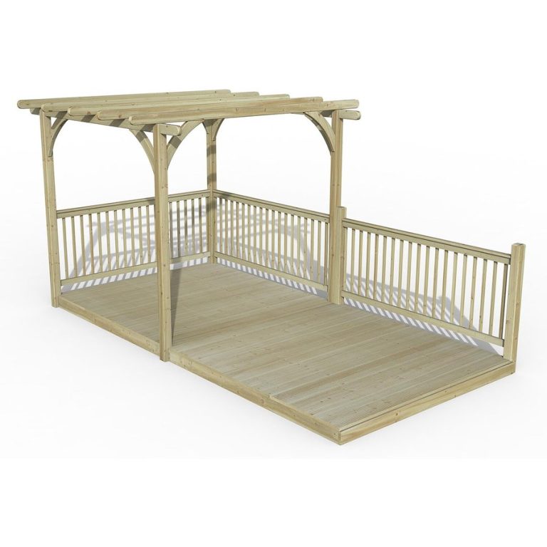 Ultmia Pergola and Decking kit with Balustrades - 4.8m / 3 Balustrades