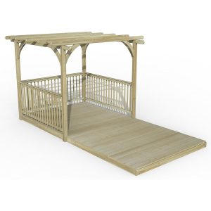 Ultmia Pergola and Decking kit with Balustrades - 2.4m / 3 Corner Balustrades