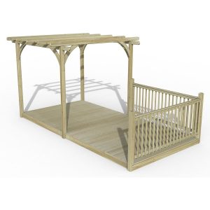 Ultmia Pergola and Decking kit with Balustrades - 2 Left-hand Balustrades / 4.8m