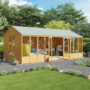 Petra Tongue and Groove Reverse Apex Summerhouse  - Wooden / 20x10 ft / No