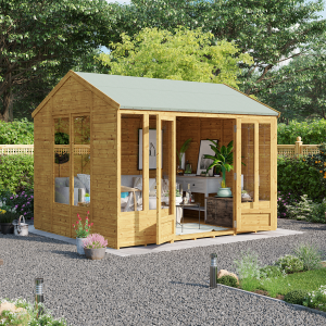 Petra Tongue and Groove Reverse Apex Summerhouse  - Wooden / 10x8 ft / No