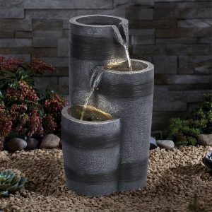 48CM Height Solar-Powered Garden Cascading Water Fountain with LED Light