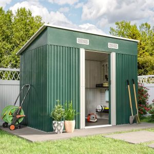 Metal Garden Storage Shed with Skillion Roof Top and Metal Base