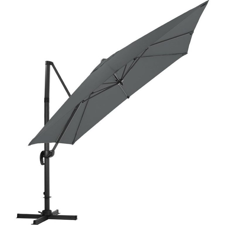 Dark Grey Square Outdoor Cantilever Parasol Umbrella