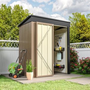 Steel Garden Tool Storage Shed with Gabled Roof Top