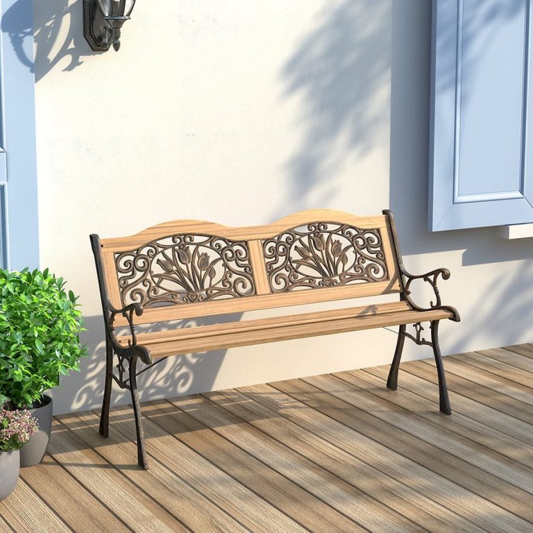 125CM Wide Bronze-Coated Metal Outdoor Bench