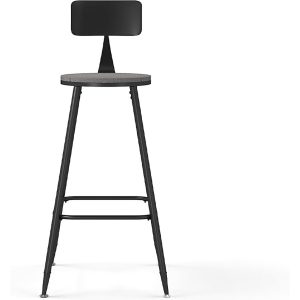 Round Counter Outdoor Bar Stool with Backrest in Grey Set of 2/3