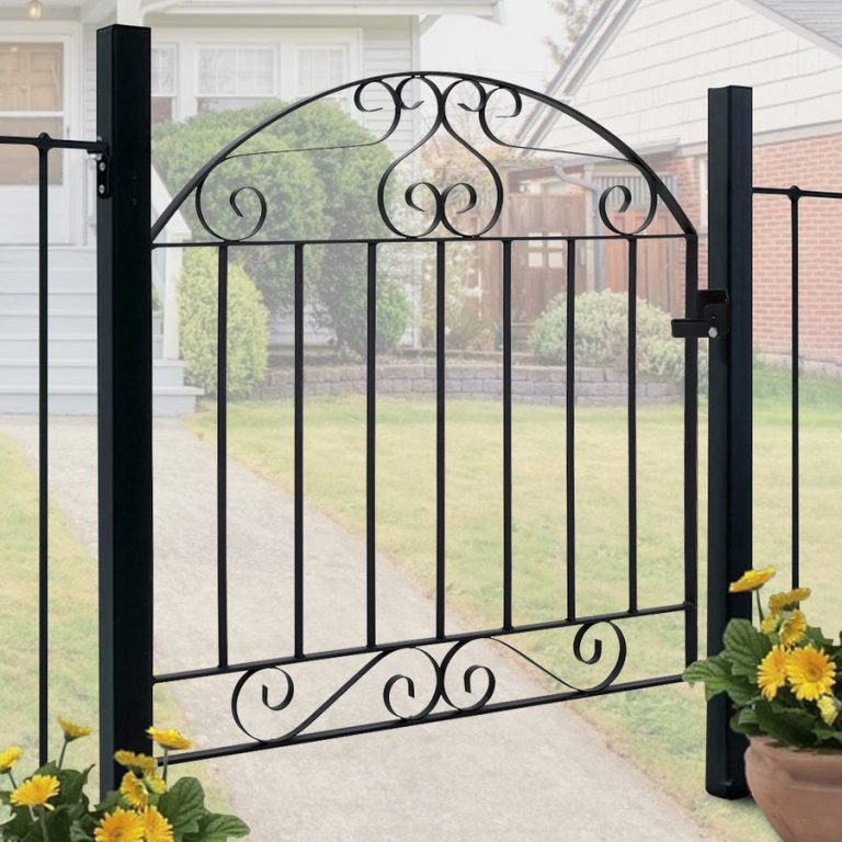 Black Metal Wrought Iron Garden Gate Heavy Duty with Fittings Bolts