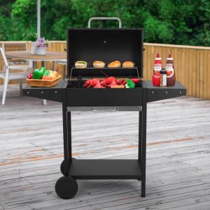 Black Steel Outdoor Garden Charcoal Grill