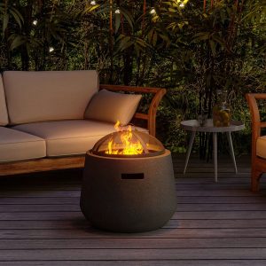 Outdoor Cylindrical Fire Pit Patio Wood Log Burner MgO Garden BBQ Grill