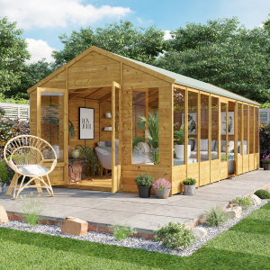 Tessa Tongue and Groove Reverse Apex Summerhouse  - Wooden / 20x10 ft / No