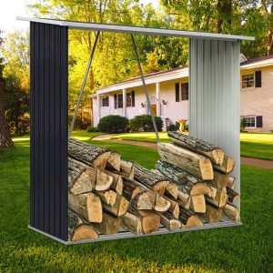 164CM Wide Metal Garden Firewood Log Storage Shed