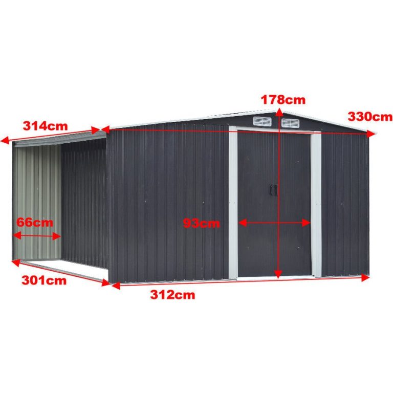 Steel Garden Storage Shed with Gable Roof Top and Firewood Storage