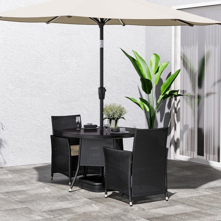 Black Rattan Outdoor Dining Set with Square Table and Chairs