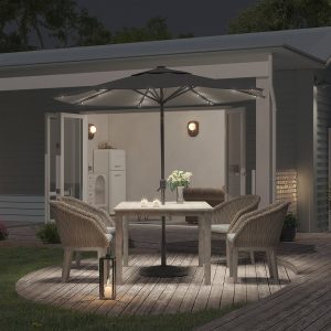 Outdoor Crank Lift Parasol Umbrella with LED Lights