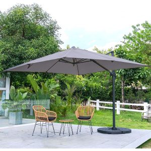 Dark Grey Square Outdoor Cantilever Parasol Umbrella